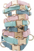 Leather Dog Collar and Leash Set, 7FT Reflective Vegan Leather with Gold Metal Buckle for Small, Medium, Large Dogs (S,
