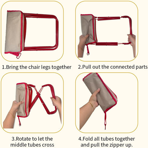 Generic 330lbs Portable Folding Camping Stool with Alloy Carabiner - Capacity Ultralight Pocket Chair, Collapsible Mini