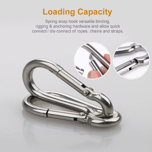 ReNext 4 Pack 2 Inch Stainless Steel 304 Spring Snap Link Hook Carabiner, Set of 4, Not for Climbing