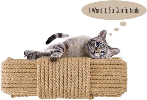 Aoneky Replacement Cat Scratching Post Sisal Rope - Hemp Rope for Cat Tree and Tower, 1/4'' 66 Ft