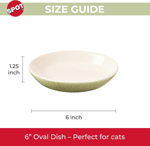 SPOT by Ethical Products Heavy Ceramic Dog Bowl, Durable High Gloss Cat Bowl, Dishwasher Safe, Speckled Oval Cat Dish 6"