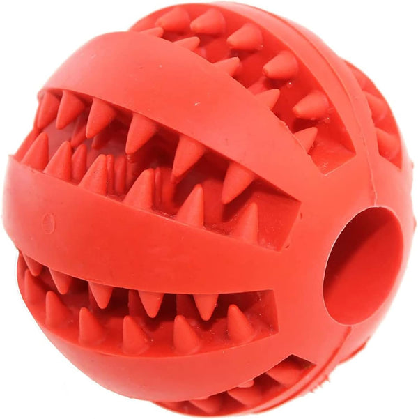 ADUCK Dog Ball Toys for Aggressive Chewers - 2.8 Inch Fire Red Natural Soft Bouncy Rubber Ball for Pet IQ Training