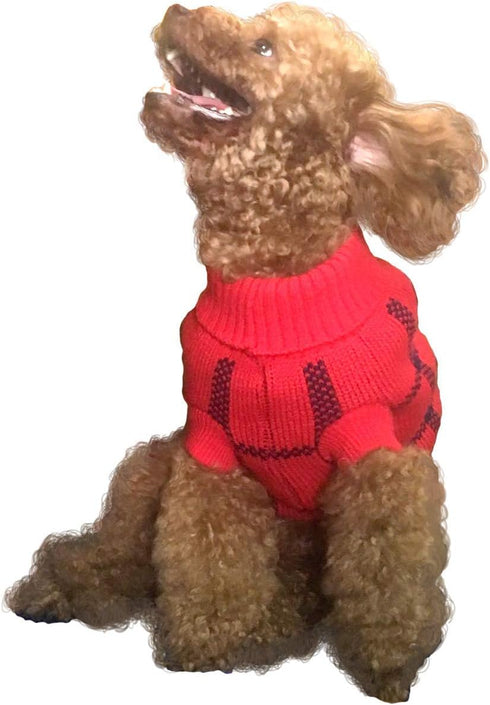Turtleneck Dog Argyle Sweater for Small Dogs and Cats
