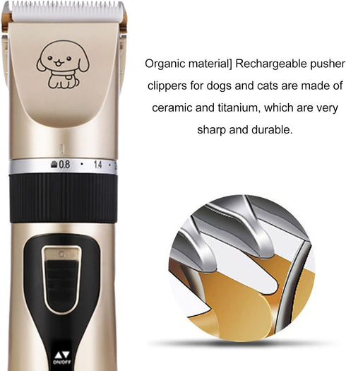 Heavy Duty Pet Grooming Clippers Kit, Ceramic Material, Low Noise, Suitable for Small Dogs, Cats, Birds, and More