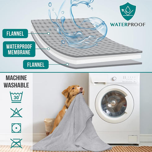 PetAmi Waterproof Dog Blanket, Leakproof Fleece Cover for Small Medium Dogs, 29x40 Light Gray