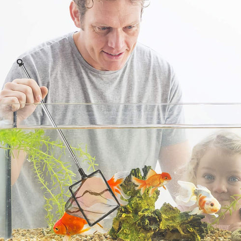 5 Inch Aquarium Fish Net for Betta Fish Tank – Nano Nylon Net with Extendable Handle 10-25 Inch, 1 Yr Warranty