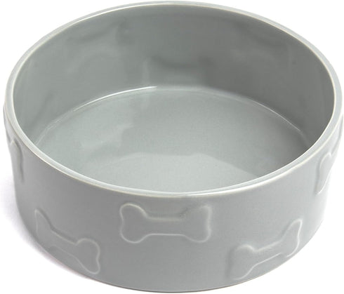 Park Life Designs Large Ceramic Dog Bowl - Durable, Easy-Clean & Dishwasher-Safe for Food & Water, Stylish Gray Dish