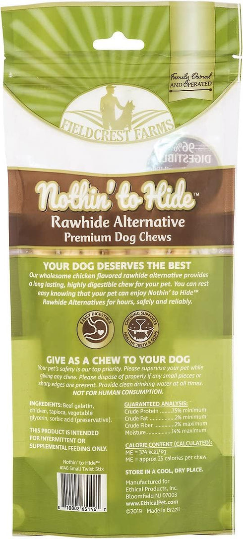 Fieldcrest Farms Nothing to Hide Natural Rawhide Alternative Twist Stix for Dogs - 3 Pack (30 Sticks)