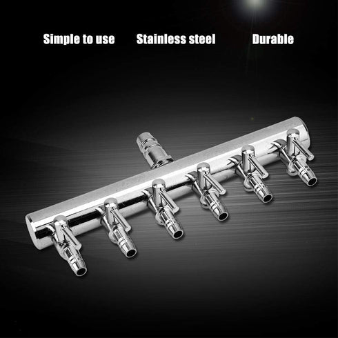Aquarium Air Pump Regulating Valve, Stainless Steel 8mm to 4mm Splitter Control Valve (6 Way)