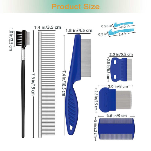 Pet Grooming Comb Kit with Tear Stain Remover Brush, Undercoat Rake, and Flea Comb for Dogs & Cats