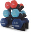 HolaHatha Neoprene Dumbbell Set - 2, 3, 5, 8, and 10 Pound Free Hand Weights with Rack for Home Exercises, Pastel