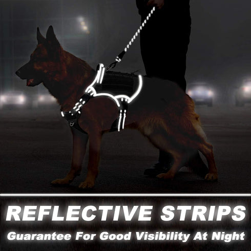 Tactical Dog Harness Large, Military Service Weighted Vest, No-Pull Training Harness with Leash Clips, Black