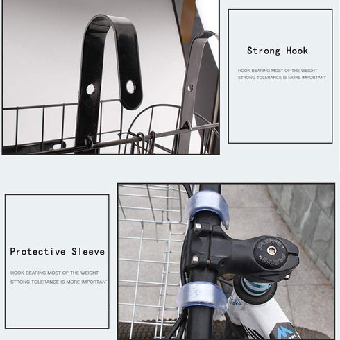 Folding Bike Front Basket Wire Basket with Handles for Easy Installation on Front Handlebar