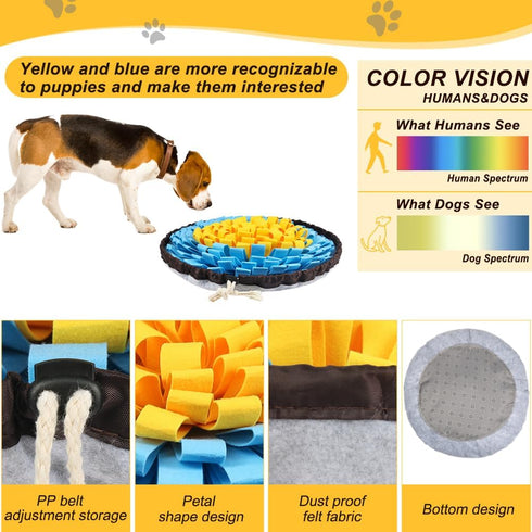 SZEE Snuffle Mat for Dogs, Adjustable Sniffing Mat for Smell Training and Slow Eating, Dog Snuffle Pad for Mental