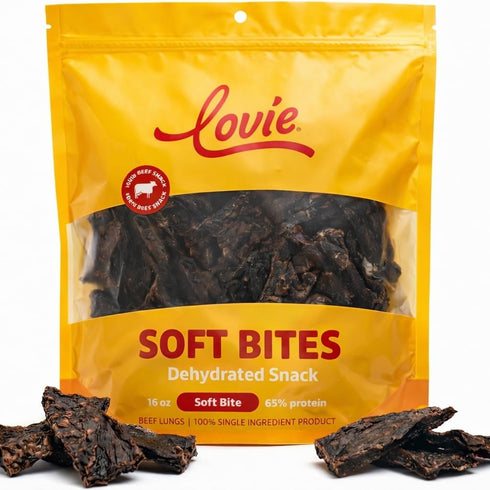Lovie Beef Lung Dog Treats - Dehydrated Air Dried Soft Bites, Single Ingredient,