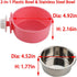 2 Pack Pet Food Water Bowl Combo - Plastic Basin and Stainless Steel Dish for Rabbit, Chinchilla, Hamster, Bird, and