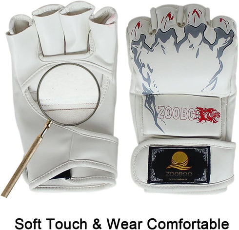 ZooBoo MMA Gloves, Half-Finger Boxing Fight Gloves with Adjustable Wrist Band for Sanda Sparring Training