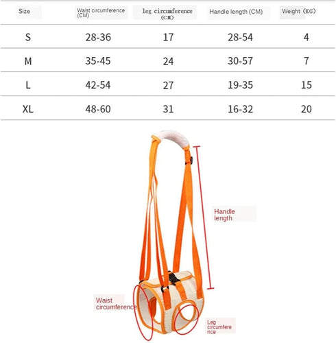 Dog Sling for Back Legs, Dog Hind Leg Auxiliary Belt Adjustable Sling for Small Medium Large Dog (S)