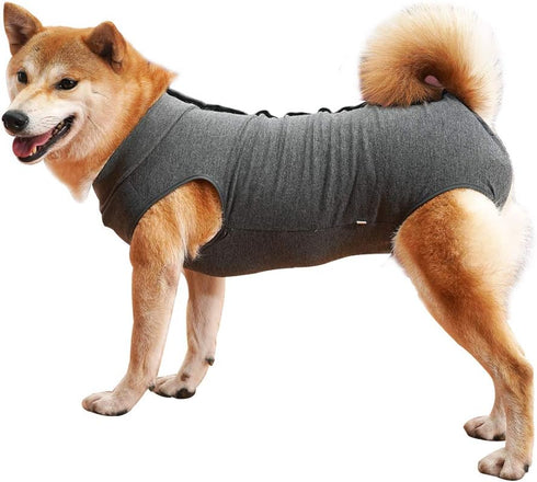 Dog Recovery Suit for Abdominal Wound - Post-Operative Vest for Pets, Substitute E-Collar & Cone (M, Grey)