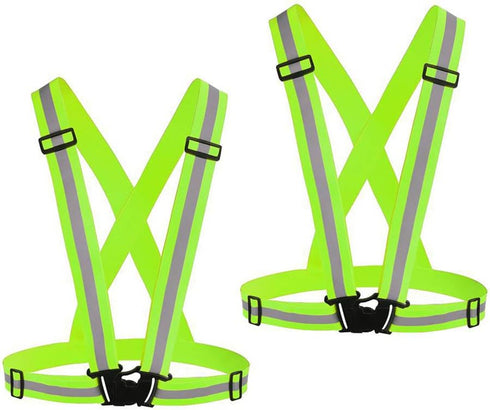 Reflective Vest Running Gear 2Pack, High Visibility Adjustable Safety Vest for Night Cycling and Jogging