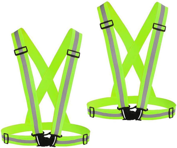Reflective Vest Running Gear 2Pack, High Visibility Adjustable Safety Vest for Night Cycling and Jogging