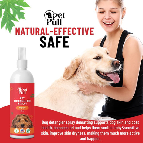 Detangler Spray - Dog Grooming Puppy Detangler Spray for Knots, Mats, and Tangles - Papaya Scent - Made in The USA (16