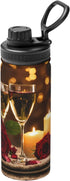 HDSKFNS Red Rose And Wine Romantic Lovers Print 18 Oz Insulated Water Bottle