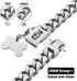 Secure Buckle Silver Metal Dog Chain Collar with ID Tag, Strong Stainless Steel Cuban Link Chew Proof for Large Dogs