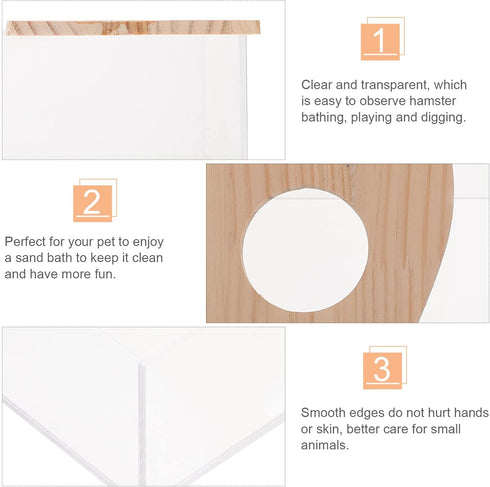 Totority Hamster Sand Bath Box, Acrylic Toilet Hamster Bathtub Small Animal Pet Sauna Toilet Sand Bath Box Shower Case