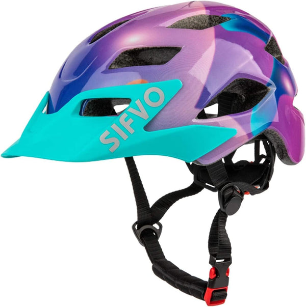 SIFVO Kids Bike Helmet for Boys and Girls, Adjustable Lightweight Helmet with Cool Visor, 50-57cm