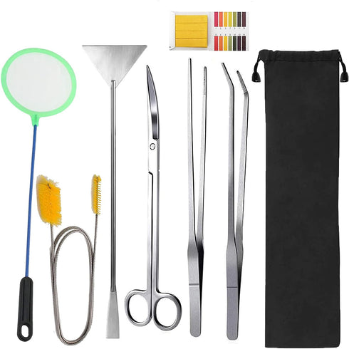 7 in 1 Aquarium Aquascaping Tools Kits, Stainless Steel Plant Tools Tweezers Scissors Scrapers for Fish Tank Cleaning