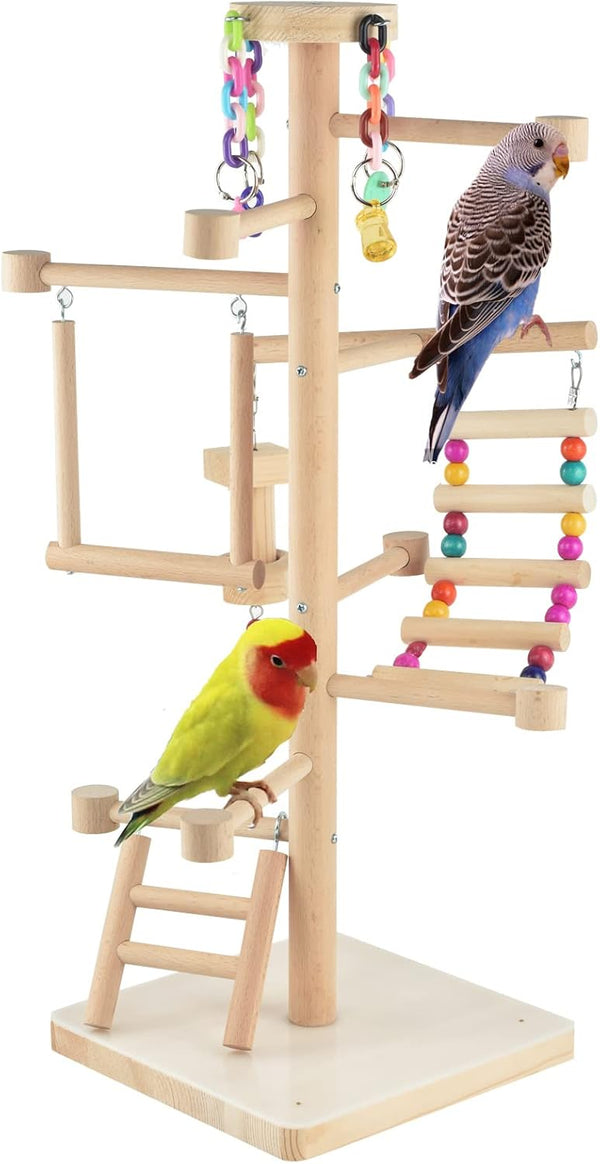 Wood Bird Playground Tabletop Parrots Playgyms Conures Play Stands Perches Prakeets Chewing