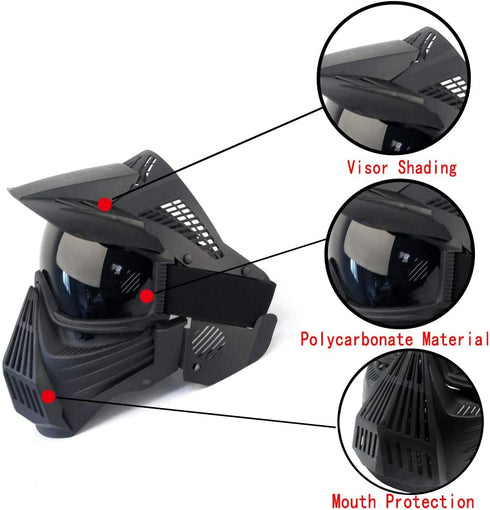Tactical Mask Airsoft Masks for BB Hunting, CS Game Full Face Tactical Gear with Goggles for Outdoor Activities