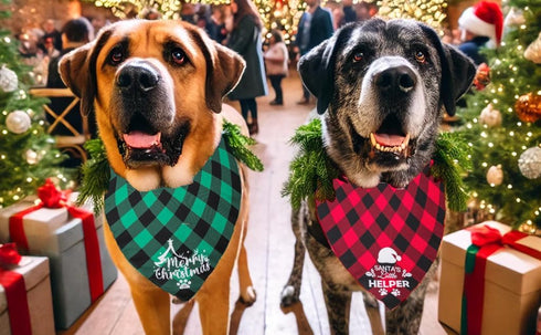 Generic 4 Pack- Set 2 2 MIANOOMAG Dog Christmas Bandanas Large Classic Triangle Merry Christmas Printing Plaid Fall Pet