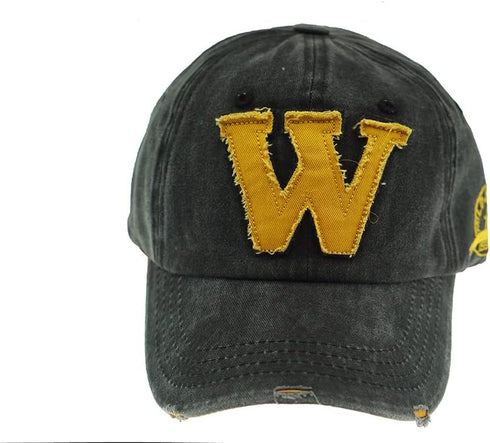 Vintage Denim Baseball Cap Trucker Hat with Embroidered W, Retro Frayed Edge Sunhat, 100% Cotton