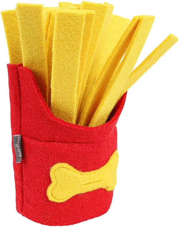 TEHAUX Dog Snuffle Toy - French Fries Shape Interactive Puzzle Toy for Slow Eating and Chewing