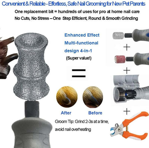 7760 7350, 2-Pack Stress-Free Diamond Dog Nail Grinder Bit Attachment for Dremel - Refill Tips & Replacement Heads Fit