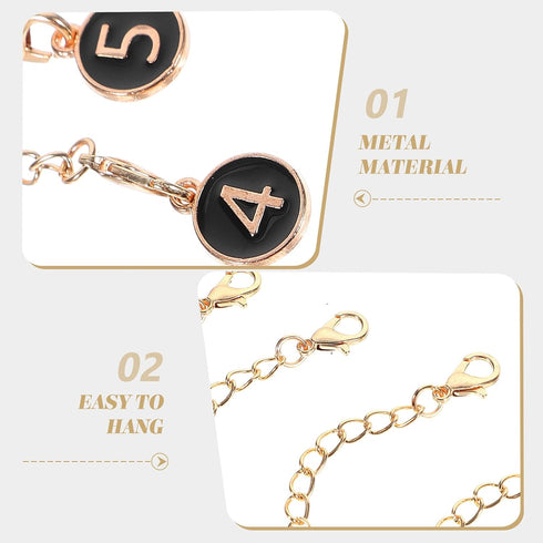 10pcs Backpacks BESPORTBLE Black Metal Hanging Cup Chain with Lobster Clasp, Decorative Number Charms for Tumbler