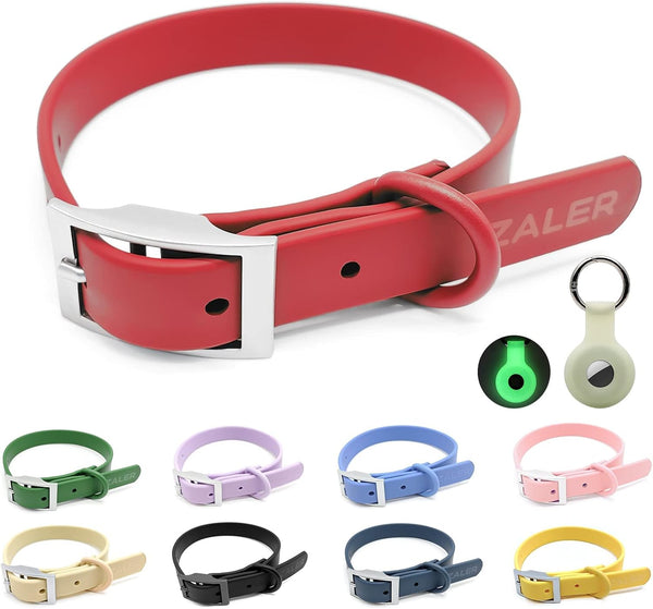 Waterproof Adjustable Dog Collar, Odor Proof Easy to Clean Soft Collars for Large Medium Small Dogs (Strawberry Red, S)