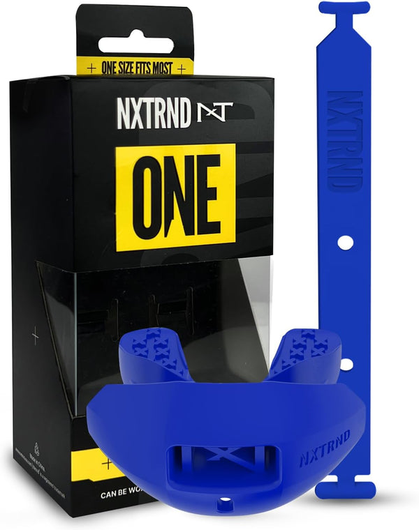 Nxtrnd One Football Mouth Guard, Strap Included, Fits Adult & Youth, Royal Blue