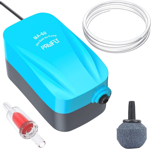 Pawfly Aquarium 15-40 GPH Compact Air Pump, Quiet Oxygen Aerator Pump with Air Stone and Accessories