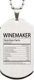 DesiDD Funny Winemaker Appreciation Gifts - Nutrition Facts Dog Tag Necklace for Vintner