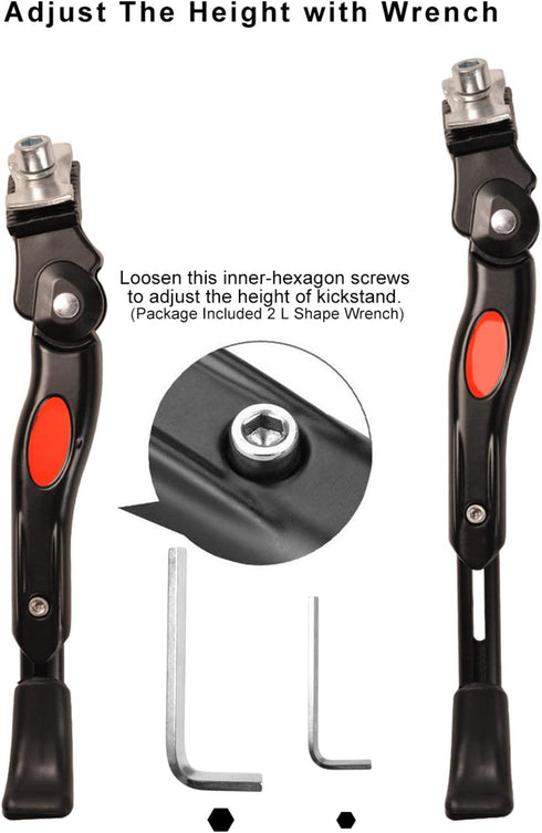 SEISSO Adjustable Aluminium Alloy Bike Kickstand - Center Mount for 16 18 Inch Kids Bicycle, MTB/Road Bike/BMX