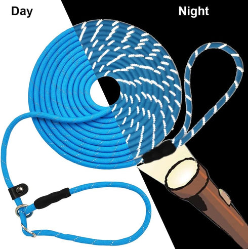 BTINESFUL Anti-Choke Slip Lead Dog Leash - 10FT / 15FT / 20FT Reflective Rope for Small Medium Dogs, Blue