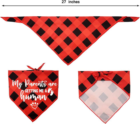 My Parents are Getting Me a Human, Plaid Dog Bandana, Pregnancy Announcement Dog Bandana, Gender Reveal Photo Prop Pet Scarves Decorations Accessories for Dog Lovers Owner Gift, Pack of 2