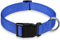 Reflective Dog Collar with Buckle, Adjustable Safety Nylon Collars for Small Medium Large Dogs, Navy Blue (L)
