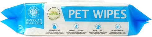 American Kennel Club AKC Dog Wipes - Cleansing & Deodorizing for Face, Ears, Paws, Body, & Butt - Fresh Scented - 100pk