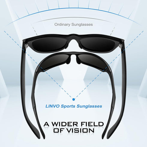 LINVO Polarized Wrap Around Sports Sunglasses for Men Women Running Cycling Fishing Golf Driving UV400 Protection Sun Glasses