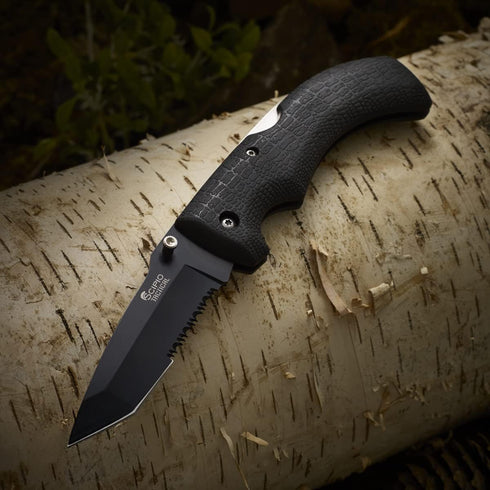 Scipio Folding Pocket Knife, Pocket Clip, Rubber Handle for Men and Women, Black