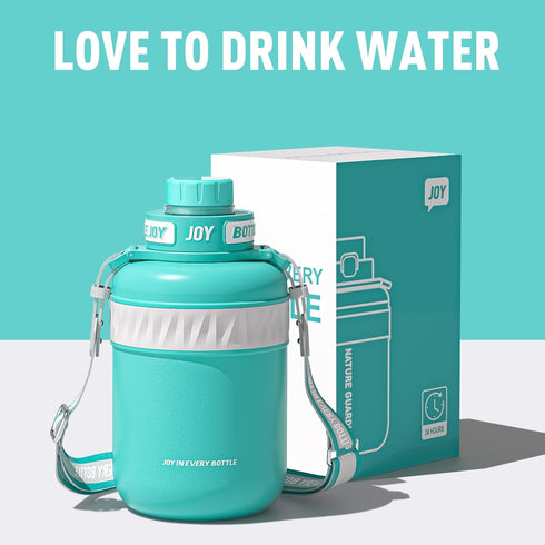 Stainless-Steel Water Bottle, Leakproof Lid, Double Insulated, Eco-Friendly, 48 oz, Ocean